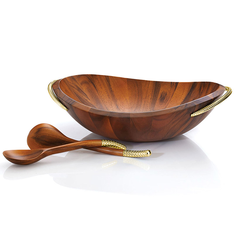 Braid Gold Salad Bowl with Servers