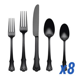 A photo of James Street Black Satin 40 Piece Service for 8