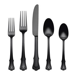 A photo of James Street Black Satin 5 Piece Place Setting