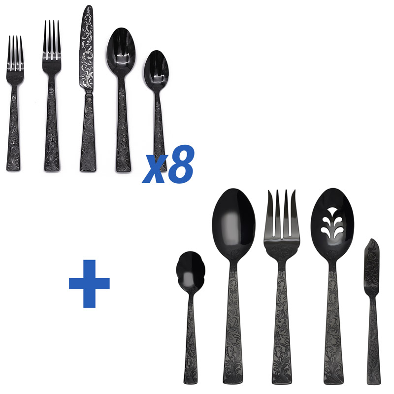 Parisian Garden Black PVD 45pc Service for 8