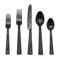 A photo of Parisian Garden Black PVD 5pc Place Setting