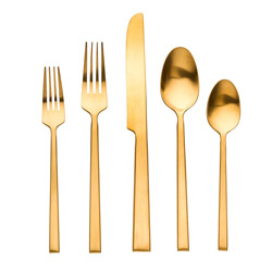 A photo of Hover Matte Gold 5pc Place Setting