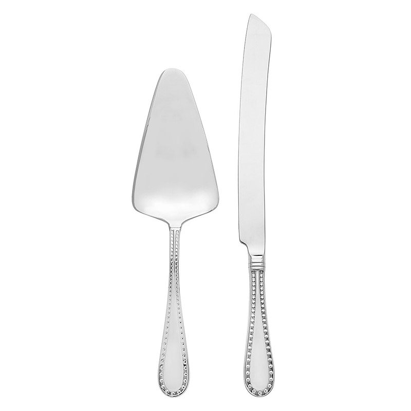 Rivets Satin 2pc Cake Knife & Server Set