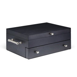A photo of Charcoal Two Tier Flatware Wood Chest