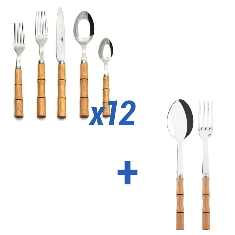 Bamboo Natural Wood 62pc Service for 12