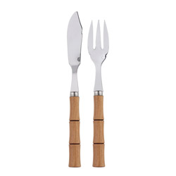 Bamboo Natural Wood 2pc Fish Set (Place Setting)