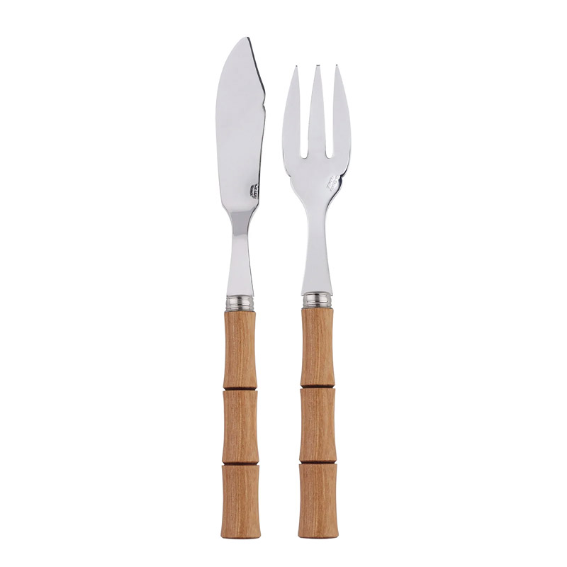 Bamboo Natural Wood 2pc Fish Set (Place Setting)