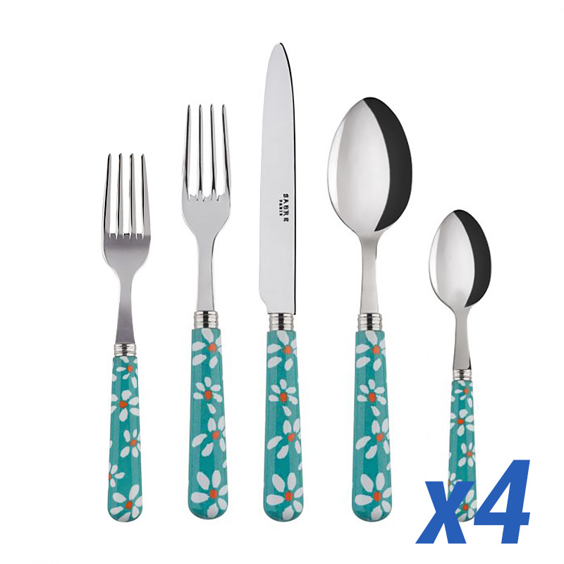 Daisy Turquoise 20pc Service for 4