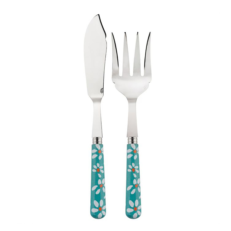 Daisy Turquoise 2pc Fish Serving Set