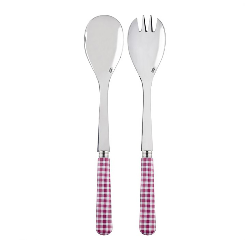 Gingham Fuchsia 2pc Salad Set