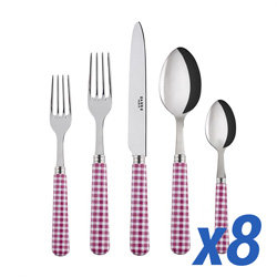 A photo of Gingham Fuchsia 40pc Service for 8
