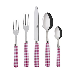 A photo of Gingham Fuchsia 5pc Place Setting