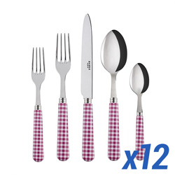 A photo of Gingham Fuchsia 60pc Service for 12