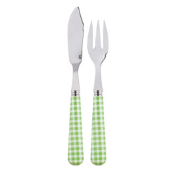 A photo of Gingham Garden Green 2pc Fish Set, Place Setting Pieces