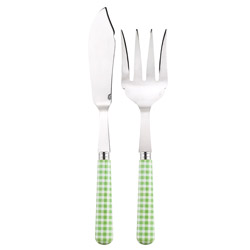 A photo of Gingham Garden Green 2pc Fish Serving Set