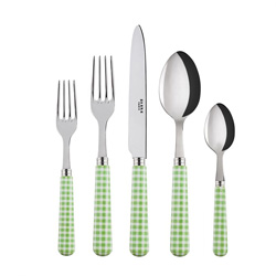 A photo of Gingham Garden Green 5pc Place Setting