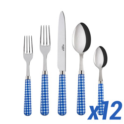 A photo of Gingham Lapis Blue 60pc Service for 12