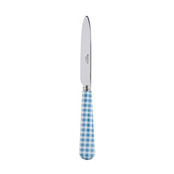 A photo of Gingham Light Blue Dessert Knife