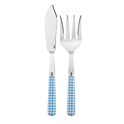 Gingham Light Blue 2pc Fish Serving Set