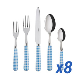 A photo of Gingham Light Blue 40pc Service for 8