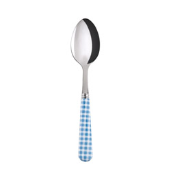 A photo of Gingham Light Blue Dessert Spoon