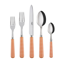 A photo of Gingham Orange 5pc Place Setting