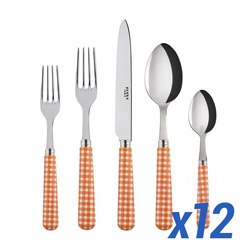 A photo of Gingham Orange 60pc Service for 12