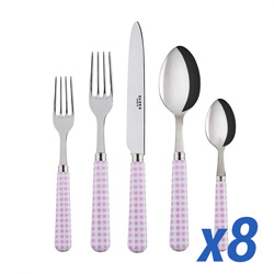 A photo of Gingham Pink 40pc Service for 8