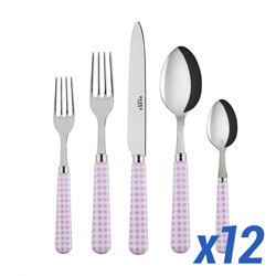 A photo of Gingham Pink 60pc Service for 12