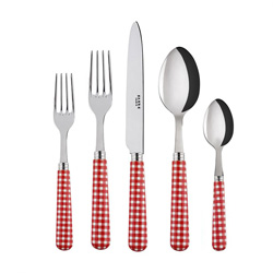 A photo of Gingham Red 5pc Place Setting
