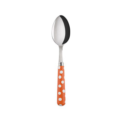 A photo of White Dots Orange Soup Spoon