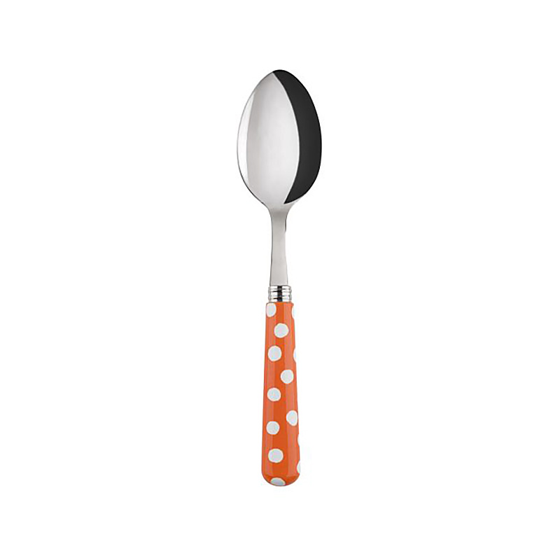 White Dots Orange Soup Spoon