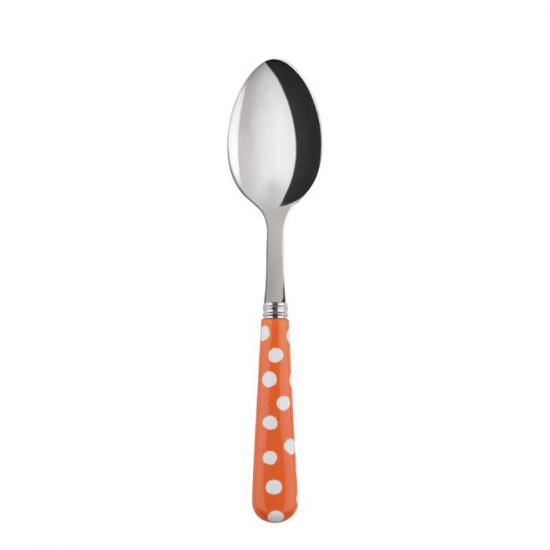 White Dots Orange Dessert Spoon