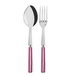 White Stripe Fuchsia 2pc Serving Set