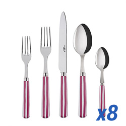 White Stripe Fuchsia 40pc Service for 8