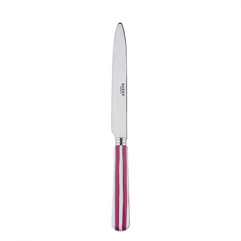 White Stripe Fuchsia Dinner Knife, Serrated
