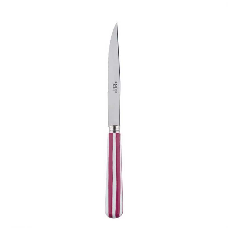 White Stripe Fuchsia Steak Knife