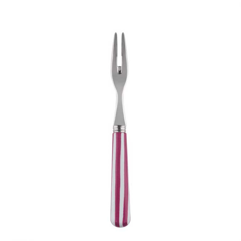 White Stripe Fuchsia Cocktail Fork