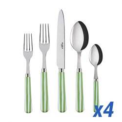 White Stripe Garden Green 20pc Service for 4