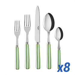 A photo of White Stripe Garden Green 40pc Service for 8