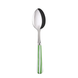 A photo of White Stripe Garden Green Dessert Spoon