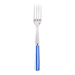 A photo of White Stripe Lapis Blue Serving Fork