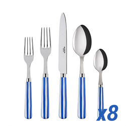 A photo of White Stripe Lapis Blue 40pc Service for 8