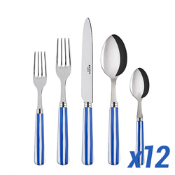 A photo of White Stripe Lapis Blue 60pc Service for 12