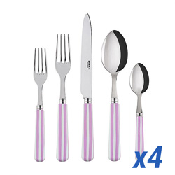 White Stripe Pink 20pc Service for 4