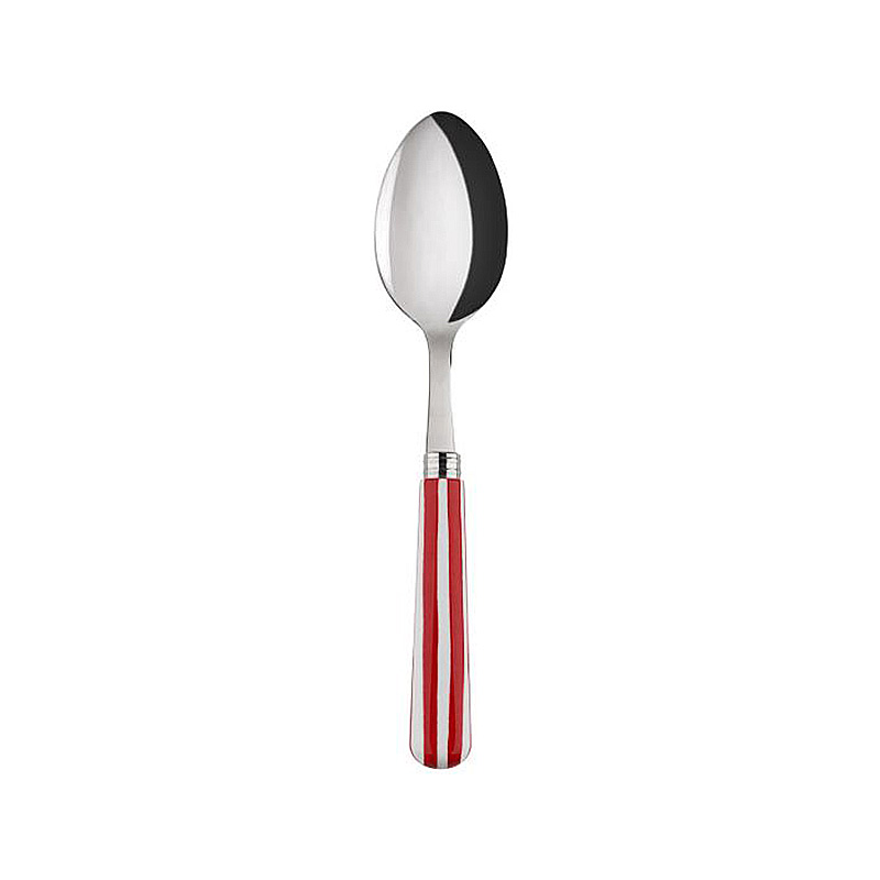 White Stripe Red Soup Spoon