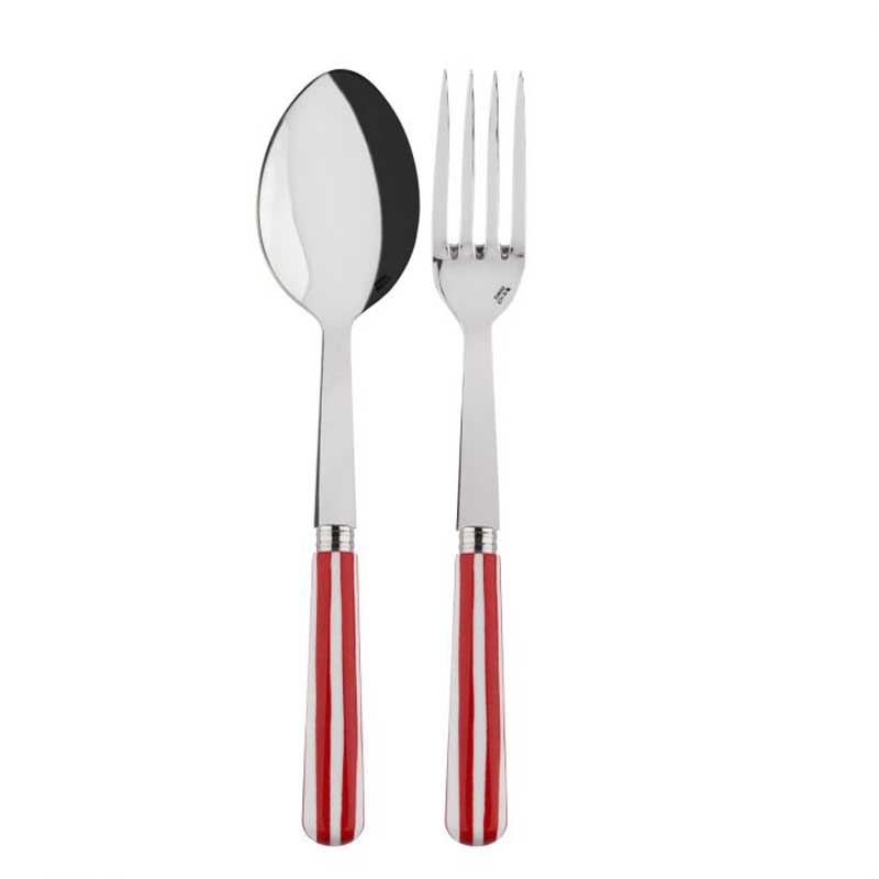 White Stripe Red 2pc Serving Set