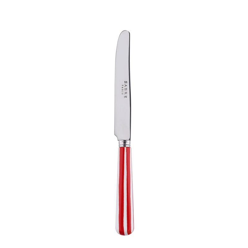 White Stripe Red Breakfast Knife, Small