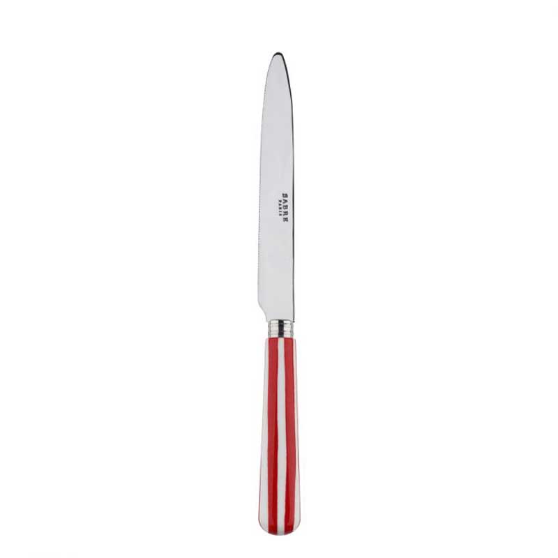 White Stripe Red Dinner Knife, Serrated
