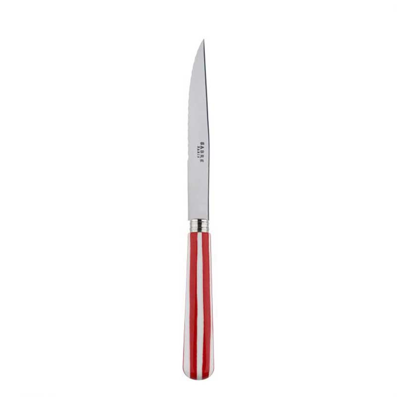 White Stripe Red Steak Knife